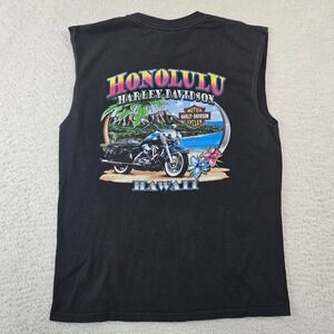 Harley-Davidson Honolulu Hawaii Sleeveless Pocket T-Shirt Mens L Black 2009 Y2K